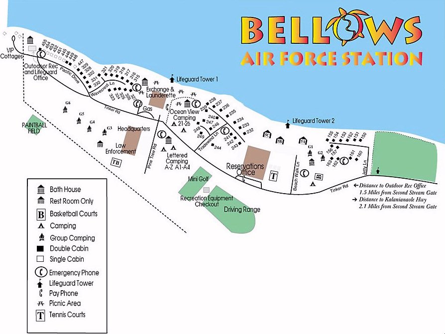 Map Layout Bellows Air Force Station Waimanalo