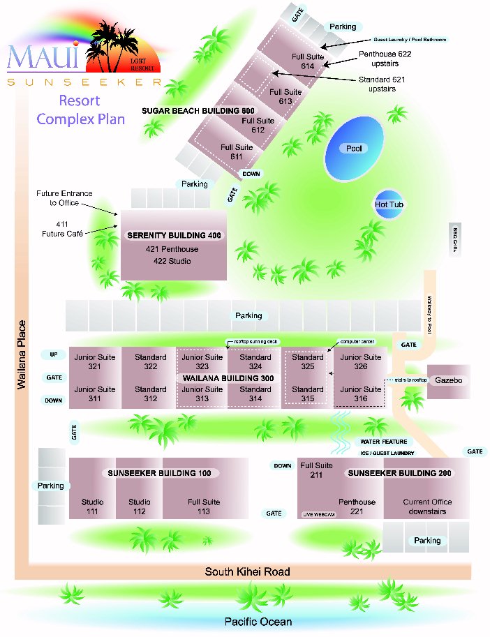 Map Layout Maui Sunseeker LGBT Resort